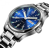 Годинник круглий зі сталевим ремінцем, гарний чоловічий наручний годинник, фото 6