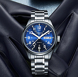 Годинник круглий зі сталевим ремінцем, гарний чоловічий наручний годинник, фото 9