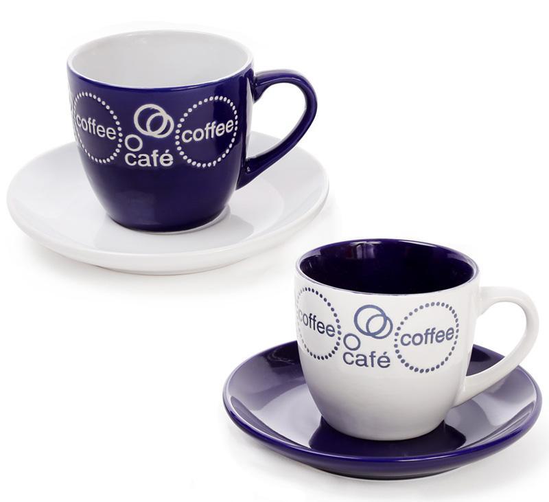 Набор 2 чашки "Mokko Coffee Blue" 250мл с блюдцами, синие