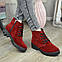 Черевики жіночі бордові замшеві на шнурівці, потовщена підошва, фото 4