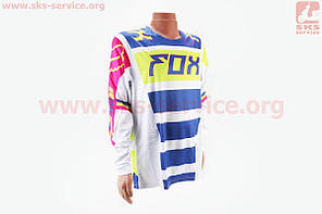 Футболка (Джерсі) для чоловіків XL — (Polyester 100%), довгі рукави, вільний крій, біло-синьо-салатова, НЕ