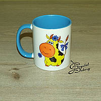 Чашка - хамелеон с рисунком "Бычок" и "Коровка". Сублимационная печать. Хамелеон матовый