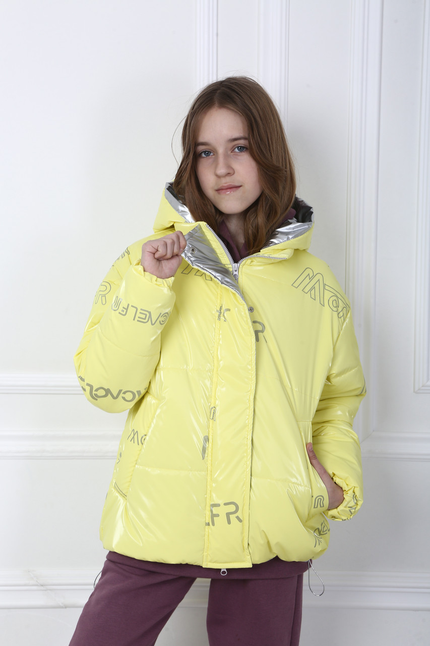 Демісезонна куртка на дівчинку дитяча підліткова курточка весняна жовта 140-158р