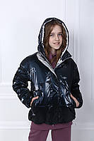 Демисезонная куртка на девочку детская подростковая курточка весенняя темно-синяя 140-158р
