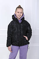 Куртка демисезонная на девочку детская подростковая курточка весенняя черная 140-158р
