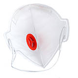 Респіратор медичний маска захисна НйоН FFP3 з клапаном і кліпсою 4-шаровий білого кольору (Red valve 01), фото 2