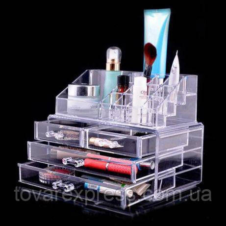Акриловый органайзер для косметики BEAUTY BOX, органайзер настольный, косметичка, акрил,ТЕ - фото 5 - id-p1573976855