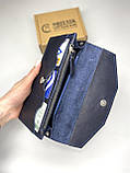 Шкіряний жіночий гаманець GRASE синій, фото 2