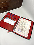 Шкіряна папка для сімейних документів FAMILY FOLDE червона, фото 3
