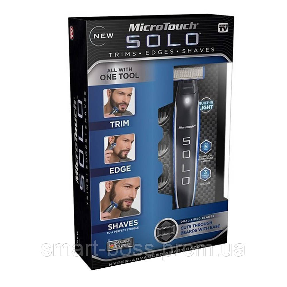 Триммер для волос MICRO TOUCH Solo аккумуляторный , трімер для бороди та щетини, AS - фото 1 - id-p1573981932