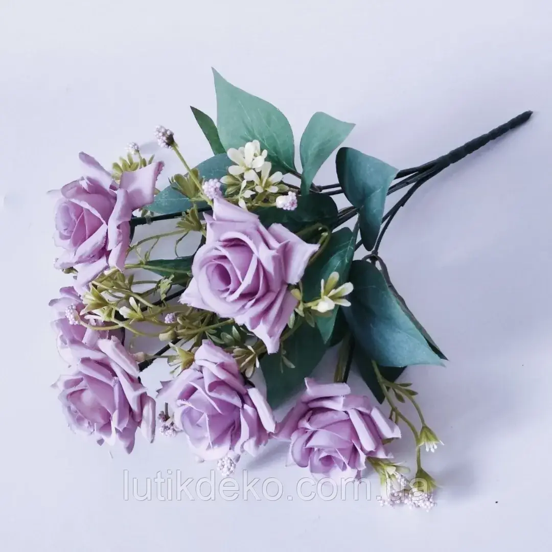 Искусственные цветы. Букет остролистной розы, лавандовая. - фото 1 - id-p1573976692