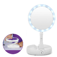 Кругле дзеркало з LED підсвічуванням для макіяжу звичайне +10-ти кратне збільшення My Fold Away Mirror, колір