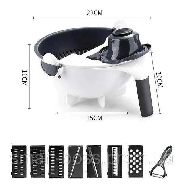 9 в 1 Мультислайсер WET BASKET VEGETABLE CUTTER, Многофункциональная, для кухни,AS - фото 5 - id-p1573982004