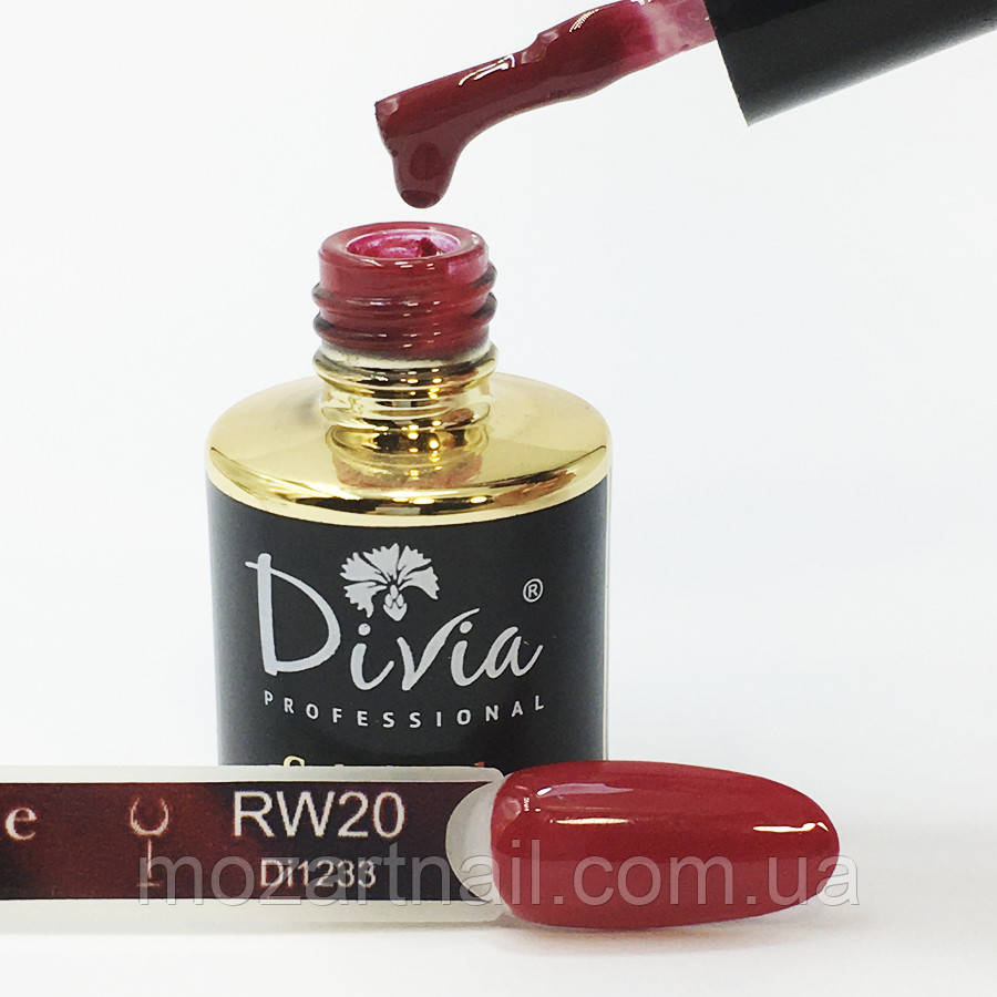 Гель-лак Divia "Red Wine/Чорвоне вино" Di1233 (RW020), 8 мл