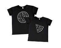 Футболки парные Пицца 2 шт в наборе женская + мужская футболки Фемели лук Фэмэли лук парные футболочки