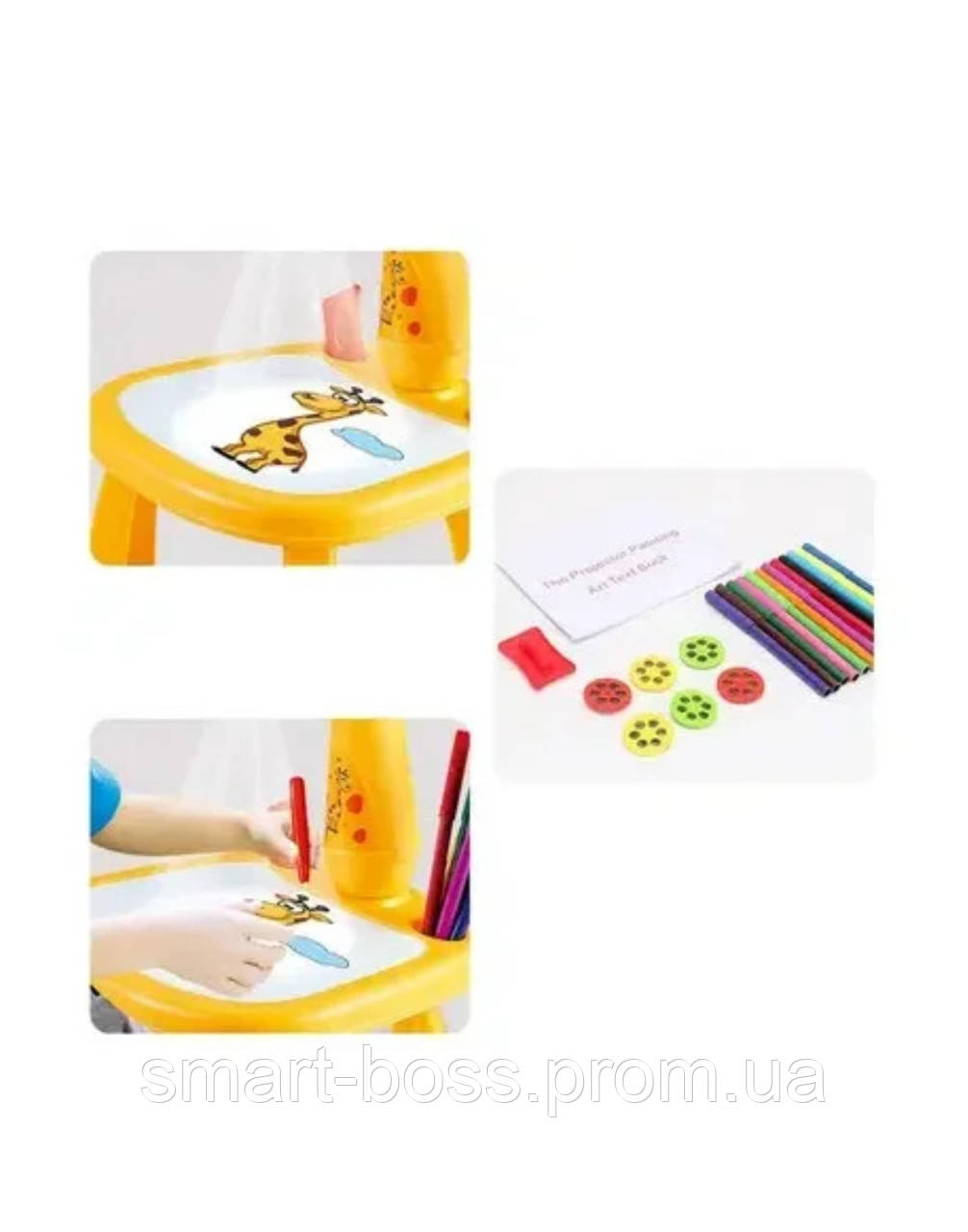 Стол проектор детский для рисования с подсветкой Желтый,столик для творчества, 24 цветных слайда. - фото 5 - id-p1573982411