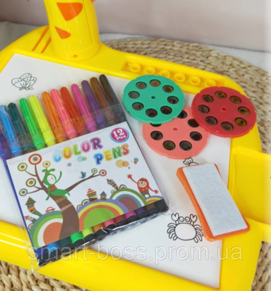 Стол проектор детский для рисования с подсветкой Желтый,столик для творчества, 24 цветных слайда. - фото 7 - id-p1573982411