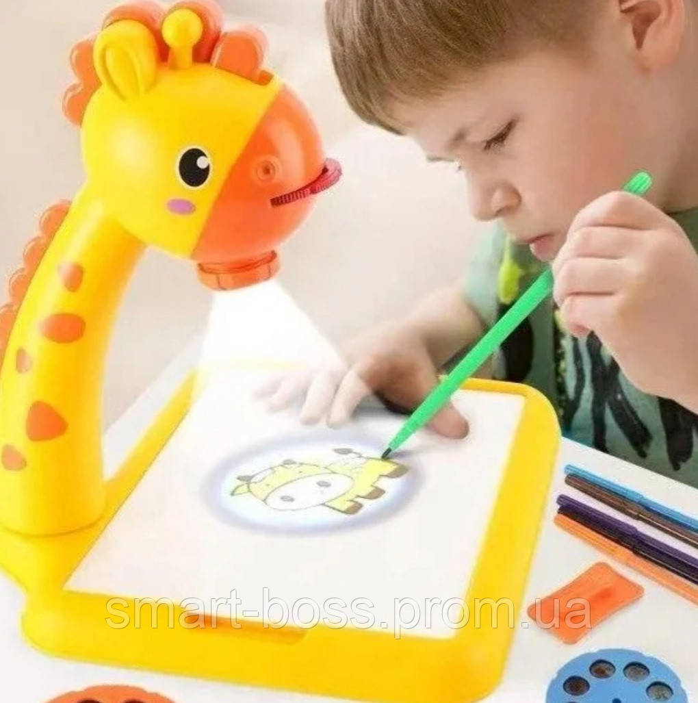 Стол проектор детский для рисования с подсветкой Желтый,столик для творчества, 24 цветных слайда. - фото 10 - id-p1573982411