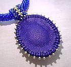 Кольє блакитне ручної роботи з бісеру з натуральним каменем "Лазуріт", фото 6