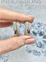 Срібні сережки жіночі з фіанітами "Айсберг" Красиві сережки срібло з камінням