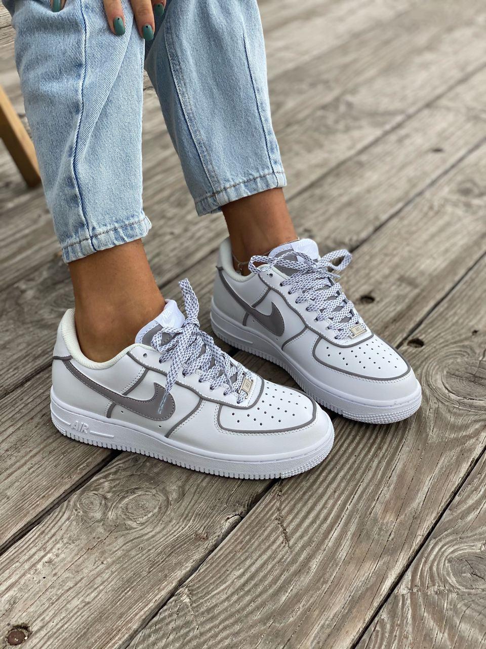 Жіночі кросівки Nike Air Force 1 Low White Reflective | Найк Аір Форс 1 Низькі Білі Рефлектив