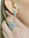 Срібний набір прикрас жіночий з камінням "Айсберг" Комплект сережки та каблучка зі срібла 925 проби, фото 2