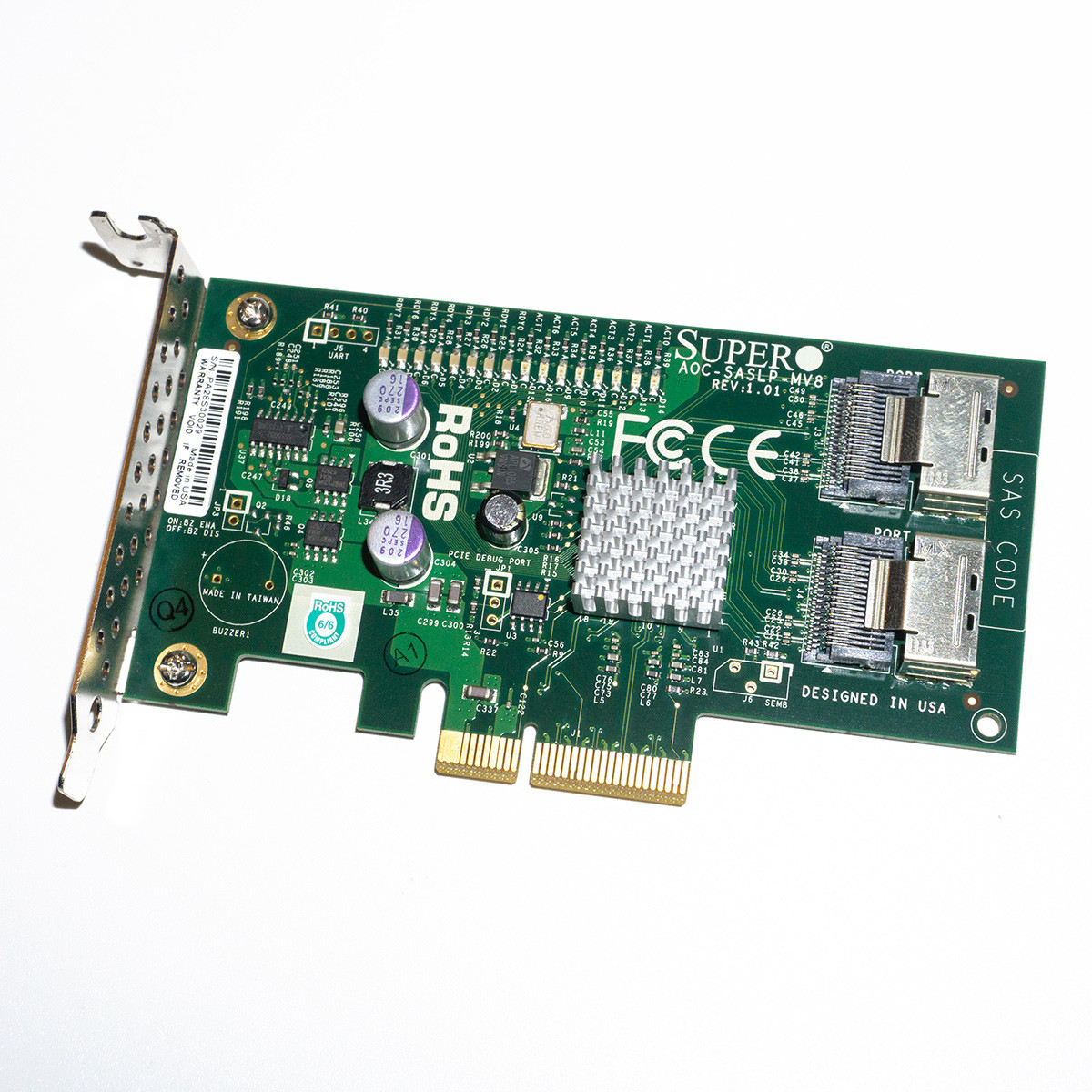 HBA адаптер SuperMicro AOC-SASLP-MV8 PCIe x4 контролер 8 портів SAS/SATA 3Gb/s SFF-8087, NAS, CHIA