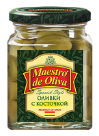 Оливки Maestro de Oliva с косточкой в стекле 240 гр