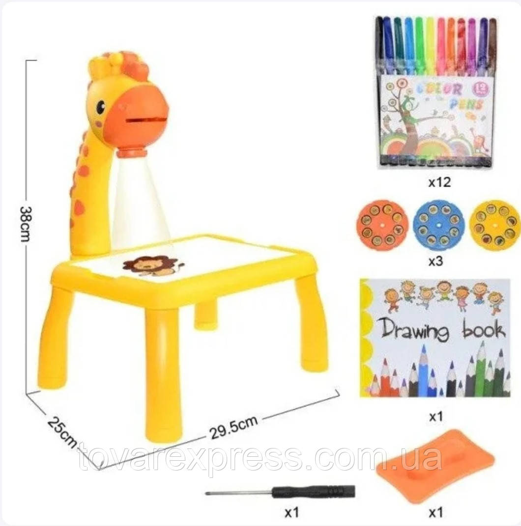 Стол проектор детский для рисования с подсветкой Желтый,столик для творчества, 24 цветных слайда,ТЕ - фото 2 - id-p1574012274