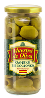 Оливки Maestro de Oliva без косточки, в стекле 235 гр