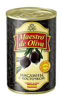 Маслины Maestro de Oliva черные с косточкой 420 гр