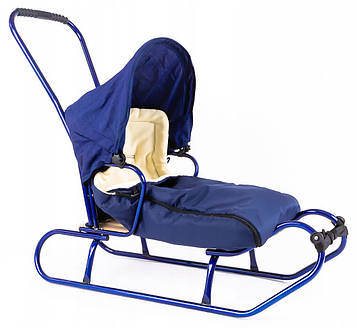 Санки 5в1 (сани, спинка, ручка, дашок, спальник) (синій)
