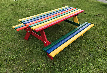 Дерев'яна яний стіл Just Fun з лавками для дітей 120x100