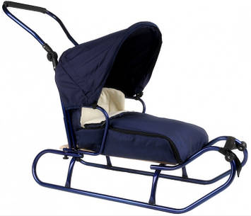 Санки з ручкою, дашком +спальним мішком (червоні, чорні, сині)