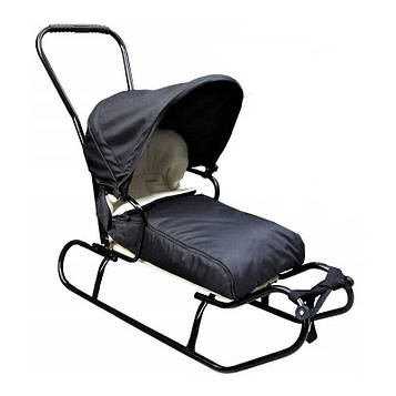 Санки 5в1 (сани, спинка, ручка, дашок, спальник) (чорний)