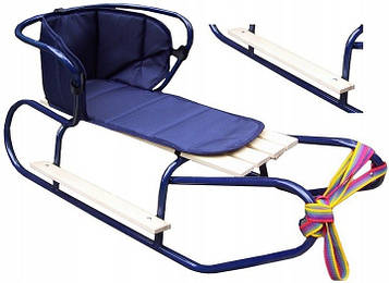 Санки Basic+матрацик+підніжник+спинка (синій)