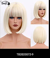 Перука каре з щелепою пряме волосся блонд