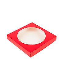 Коробка для пряника з круглим вікном 200х200х35, червона