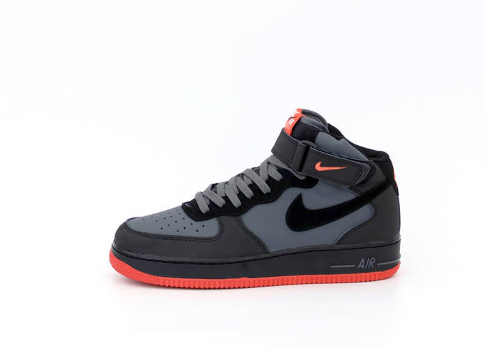 Nike Air Force 1 Mid Black Dark Grey Crimson ID