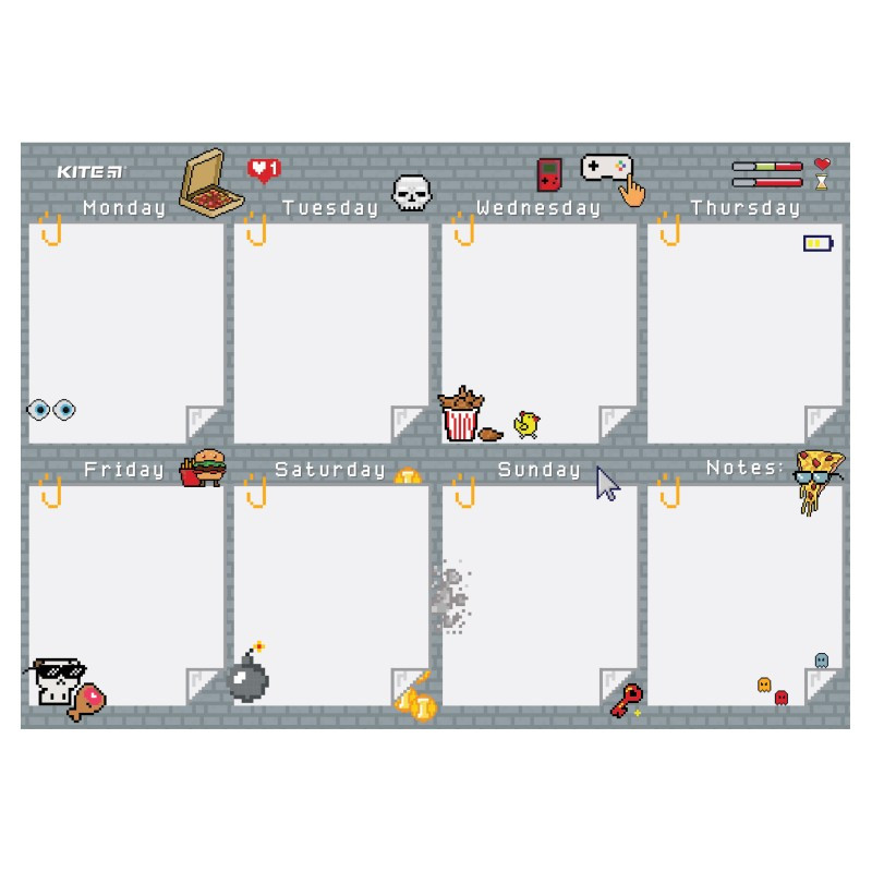 Планер настінний на тиждень Kite Pixel А3 K22-473-1, фото 1