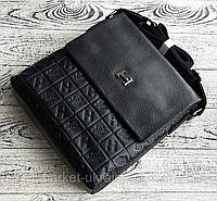 Кожаная мужская сумка Hemres черная, брендовая мужская сумка планшетка Hemres, натуральная кожа