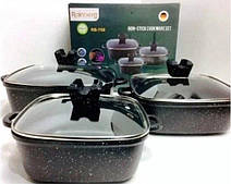 Набір каструль казанів з антипригарним гранітним покриттям Rainberg RB-759 6 предметів