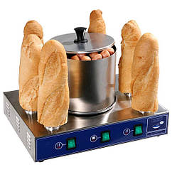 Штирьовий апарат для ход-догів АПХ-Ш, на 6 булочок та 16 сосисок на пару, апарат для французьких хот-догів
