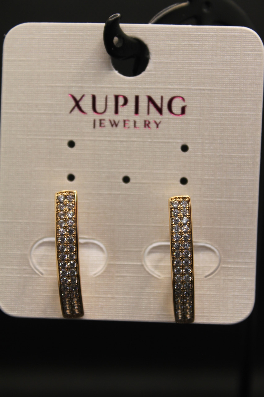 Яскраві Хьюпінг золотисті сережки з камінням гірський кришталь Xuping медичне золото