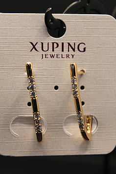 Привабливі Хьюпінг золотисті сережки з камінням гірський кришталь Xuping медичне золото