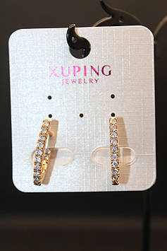 Чудові Х'юпінг золотисті сережки з камінням гірський кришталь Xuping медичне золото