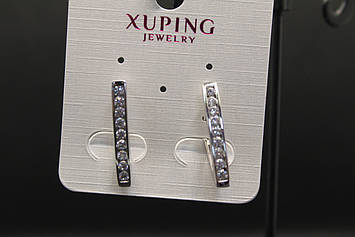 Чудові Хьюпінг сріблясті сережки з камінням гірський кришталь Xuping медичне золото