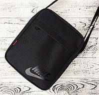 АКЦИЯ! Черная мужская сумка мессенджер Nike на ремне, спортивная молодежная сумка Nike из текстиля