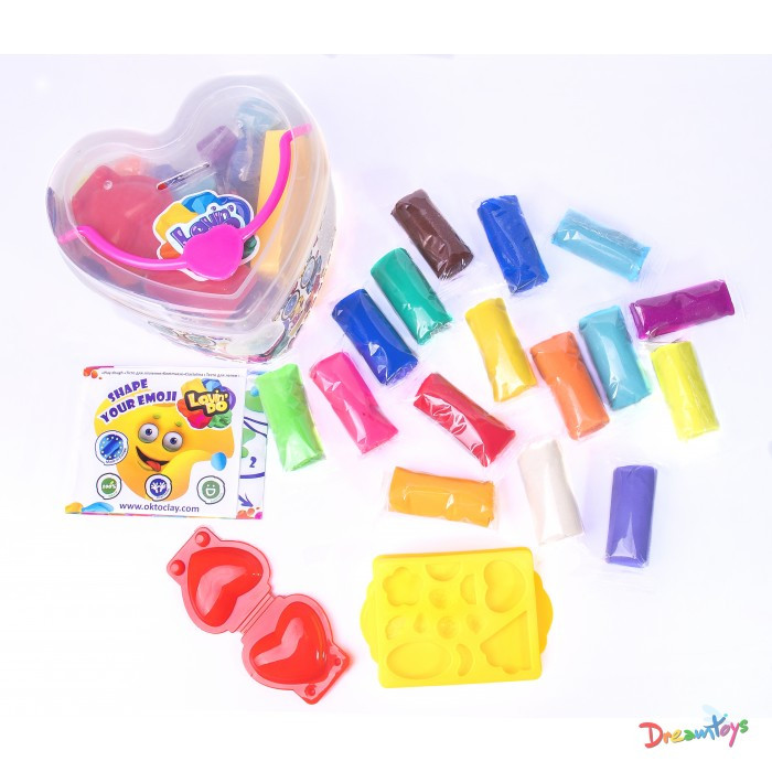 Набор теста для лепки, Шкатулка Сердечко, TM LovinDo, в пл. контейнере 14*8*14см (6шт)