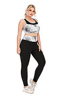 Женский фитнес костюм большого размера легинсы и топ черный, эффектные фитнес костюм PLUS SIZE FS1666